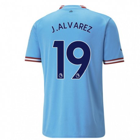 Kandiny Enfant Maillot Julian Alvarez #19 Bleu Rouge Tenues Domicile 2022/23 T-shirt