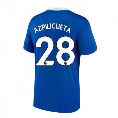 Kandiny Enfant Maillot César Azpilicueta #28 Bleu Foncé Tenues Domicile 2022/23 T-shirt