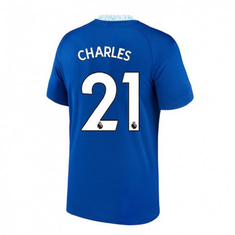 Kandiny Enfant Maillot Niamh Charles #21 Bleu Foncé Tenues Domicile 2022/23 T-shirt