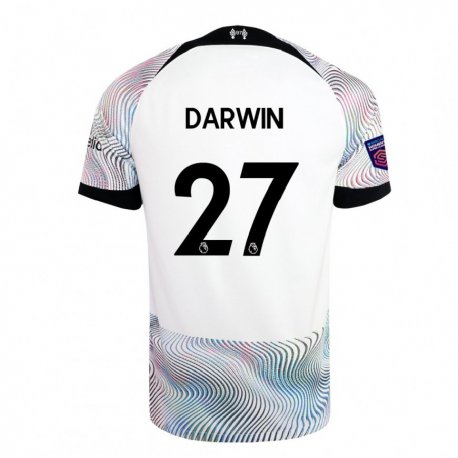 Kandiny Enfant Maillot Darwin Nunez #27 Blanc Coloré Tenues Extérieur 2022/23 T-shirt
