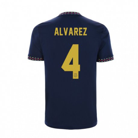 Kandiny Enfant Maillot Edson Alvarez #4 Bleu Foncé Tenues Extérieur 2022/23 T-shirt