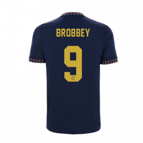 Kandiny Enfant Maillot Brian Brobbey #9 Bleu Foncé Tenues Extérieur 2022/23 T-shirt