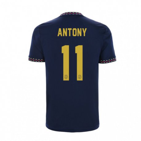 Kandiny Enfant Maillot Antony #11 Bleu Foncé Tenues Extérieur 2022/23 T-shirt