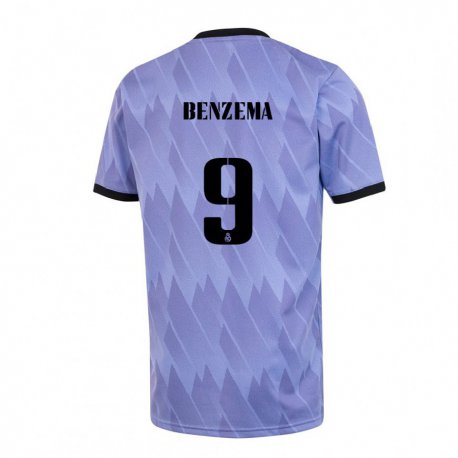 Kandiny Enfant Maillot Karim Benzema #9 Violet Noir Tenues Extérieur 2022/23 T-shirt