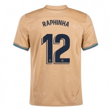 Kandiny Enfant Maillot Raphinha #12 Or Tenues Extérieur 2022/23 T-shirt