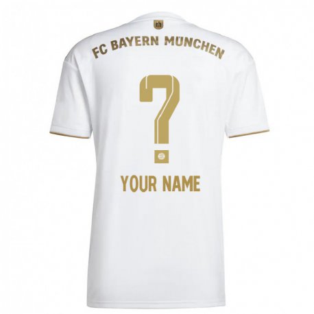 Kandiny Enfant Maillot Votre Nom #0 Blanc Or Tenues Extérieur 2022/23 T-shirt