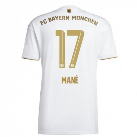 Kandiny Enfant Maillot Sadio Mane #17 Blanc Or Tenues Extérieur 2022/23 T-shirt