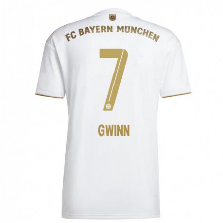 Kandiny Enfant Maillot Giulia Gwinn #7 Blanc Or Tenues Extérieur 2022/23 T-shirt