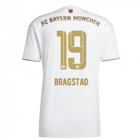 Kandiny Enfant Maillot Emilie Bragstad #19 Blanc Or Tenues Extérieur 2022/23 T-shirt