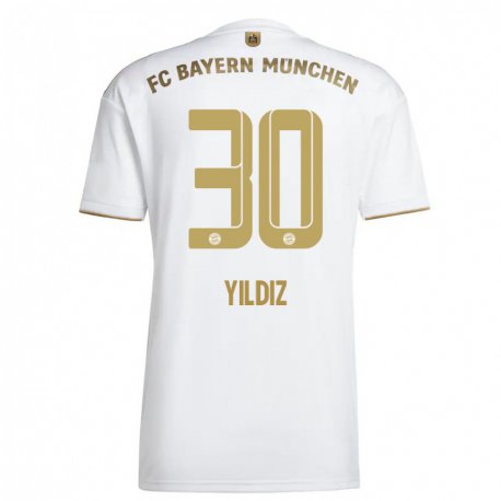 Kandiny Enfant Maillot Kenan Yildiz #30 Blanc Or Tenues Extérieur 2022/23 T-shirt
