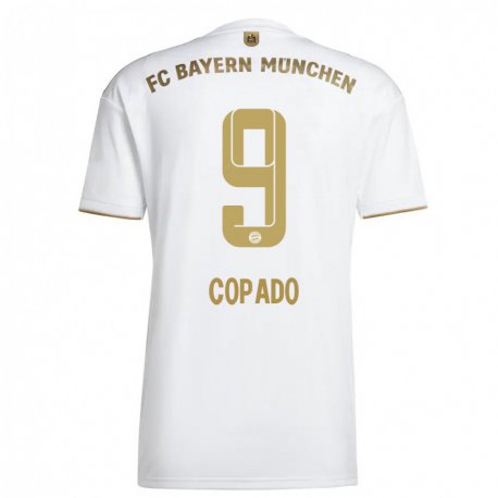 Kandiny Enfant Maillot Lucas Copado #9 Blanc Or Tenues Extérieur 2022/23 T-shirt