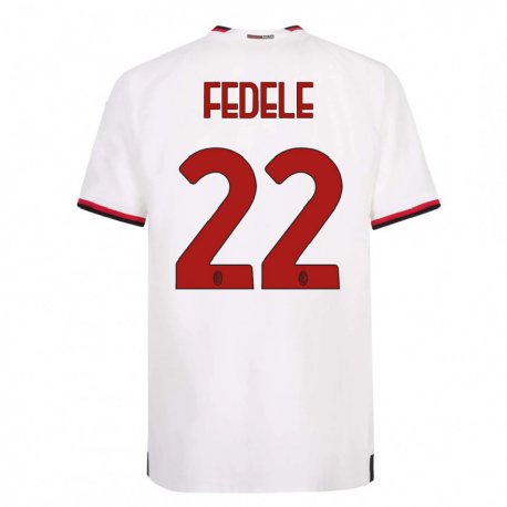 Kandiny Enfant Maillot Noemi Fedele #22 Blanc Rouge Tenues Extérieur 2022/23 T-shirt