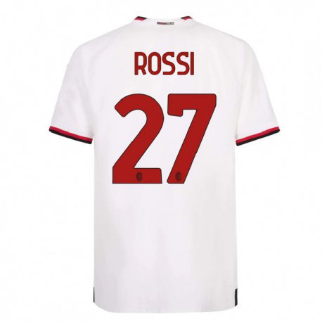 Kandiny Enfant Maillot Leonardo Rossi #27 Blanc Rouge Tenues Extérieur 2022/23 T-shirt