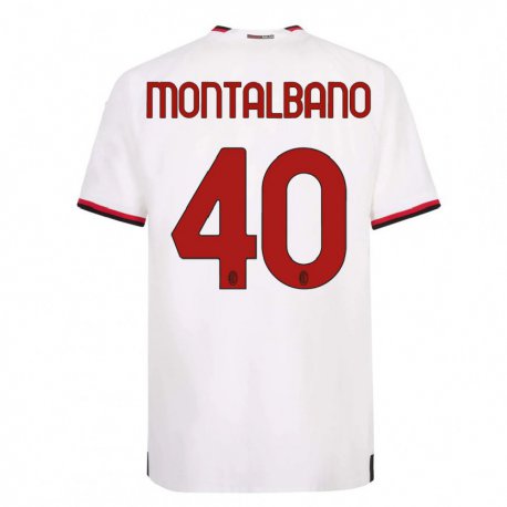 Kandiny Enfant Maillot Nicolo Montalbano #40 Blanc Rouge Tenues Extérieur 2022/23 T-shirt