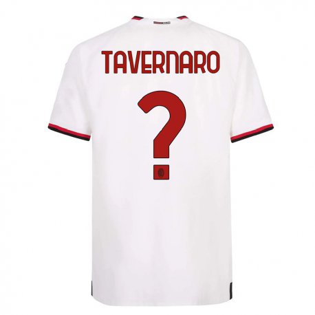 Kandiny Enfant Maillot Federico Tavernaro #0 Blanc Rouge Tenues Extérieur 2022/23 T-shirt