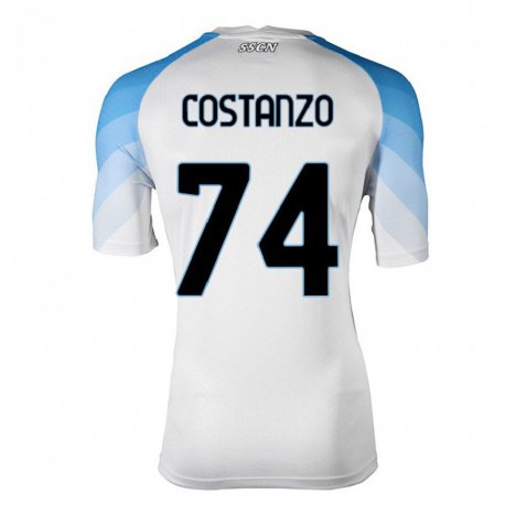 Kandiny Enfant Maillot Davide Costanzo #74 Blanc Bleu Ciel Tenues Extérieur 2022/23 T-shirt