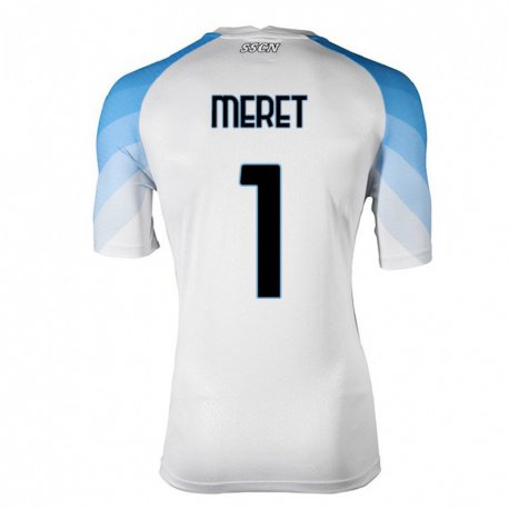 Kandiny Enfant Maillot Alex Meret #1 Blanc Bleu Ciel Tenues Extérieur 2022/23 T-shirt