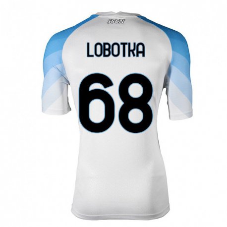 Kandiny Enfant Maillot Stanislav Lobotka #68 Blanc Bleu Ciel Tenues Extérieur 2022/23 T-shirt