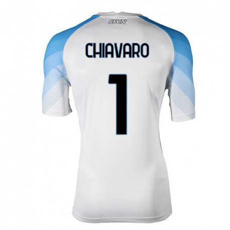 Kandiny Enfant Maillot Kelly Chiavaro #1 Blanc Bleu Ciel Tenues Extérieur 2022/23 T-Shirt