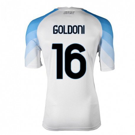 Kandiny Enfant Maillot Eleonora Goldoni #16 Blanc Bleu Ciel Tenues Extérieur 2022/23 T-shirt