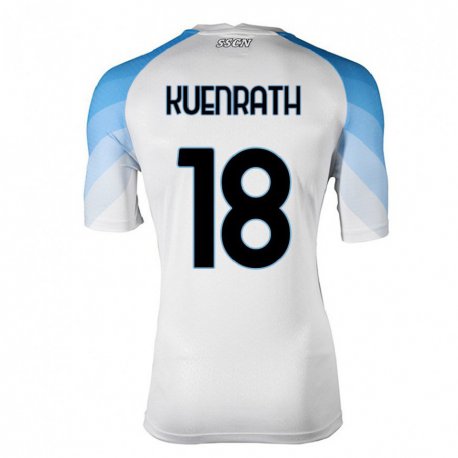 Kandiny Enfant Maillot Melanie Kuenrath #18 Blanc Bleu Ciel Tenues Extérieur 2022/23 T-shirt