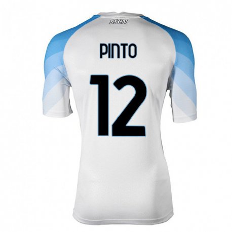 Kandiny Enfant Maillot Ciro Pinto #12 Blanc Bleu Ciel Tenues Extérieur 2022/23 T-shirt