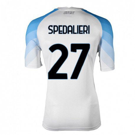 Kandiny Enfant Maillot Johnatan Andrea Spedalieri #27 Blanc Bleu Ciel Tenues Extérieur 2022/23 T-shirt