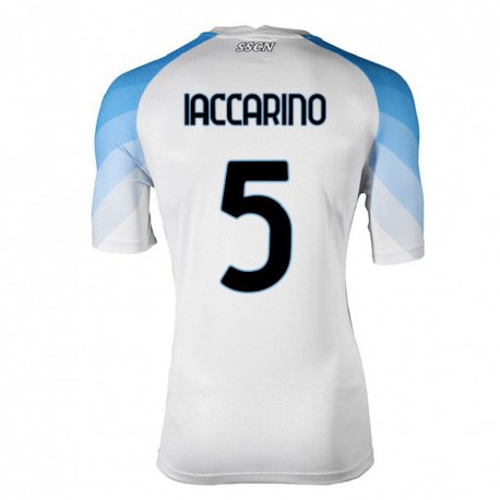 Kandiny Enfant Maillot Gennaro Iaccarino #5 Blanc Bleu Ciel Tenues Extérieur 2022/23 T-shirt