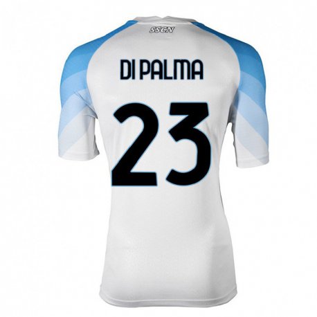 Kandiny Enfant Maillot Manuel Di Palma #23 Blanc Bleu Ciel Tenues Extérieur 2022/23 T-shirt