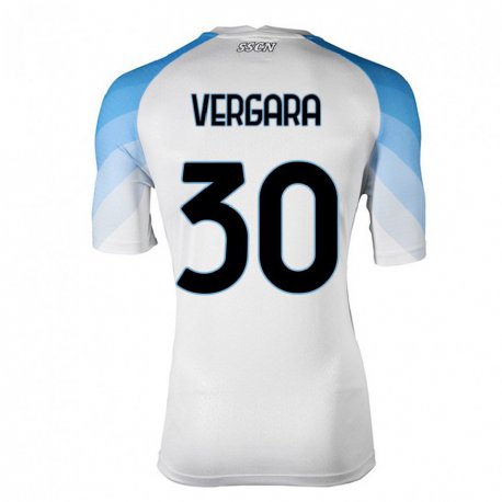 Kandiny Enfant Maillot Antonio Vergara #30 Blanc Bleu Ciel Tenues Extérieur 2022/23 T-shirt