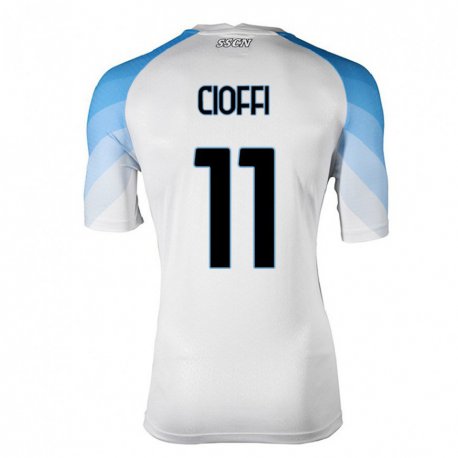 Kandiny Enfant Maillot Antonio Cioffi #11 Blanc Bleu Ciel Tenues Extérieur 2022/23 T-shirt