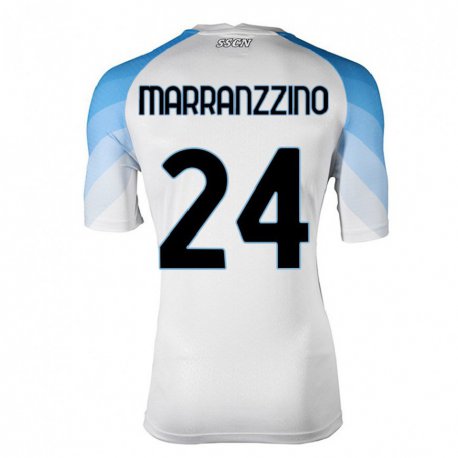 Kandiny Enfant Maillot Pasquale Marranzzino #24 Blanc Bleu Ciel Tenues Extérieur 2022/23 T-shirt