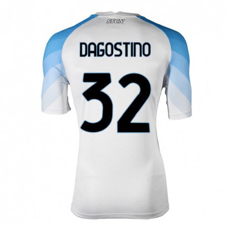 Kandiny Enfant Maillot Giuseppe Dagostino #32 Blanc Bleu Ciel Tenues Extérieur 2022/23 T-shirt