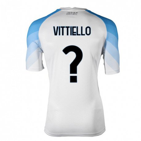 Kandiny Enfant Maillot Antonio Vittiello #0 Blanc Bleu Ciel Tenues Extérieur 2022/23 T-shirt