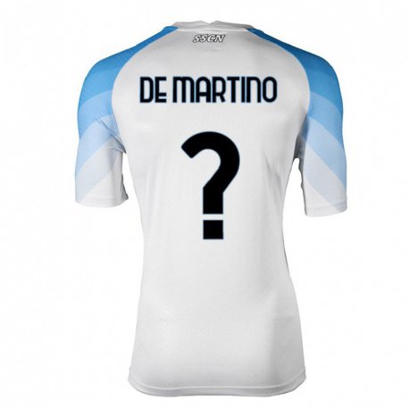 Kandiny Enfant Maillot Enrico Pio De Martino #0 Blanc Bleu Ciel Tenues Extérieur 2022/23 T-shirt