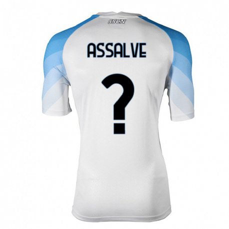 Kandiny Enfant Maillot Luca Assalve #0 Blanc Bleu Ciel Tenues Extérieur 2022/23 T-shirt