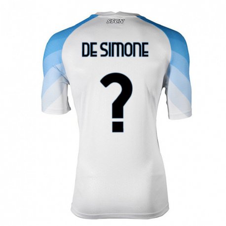 Kandiny Enfant Maillot Paolo De Simone #0 Blanc Bleu Ciel Tenues Extérieur 2022/23 T-shirt