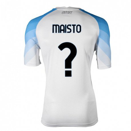 Kandiny Enfant Maillot Antonio Maisto #0 Blanc Bleu Ciel Tenues Extérieur 2022/23 T-shirt
