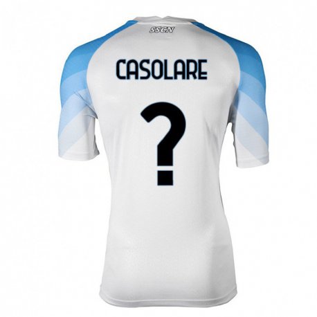 Kandiny Enfant Maillot Gabriel Casolare #0 Blanc Bleu Ciel Tenues Extérieur 2022/23 T-shirt