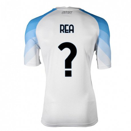 Kandiny Enfant Maillot Roberto Rea #0 Blanc Bleu Ciel Tenues Extérieur 2022/23 T-shirt