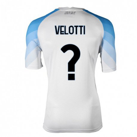 Kandiny Enfant Maillot Christian Velotti #0 Blanc Bleu Ciel Tenues Extérieur 2022/23 T-shirt