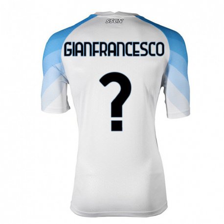 Kandiny Enfant Maillot Sergio Gianfrancesco #0 Blanc Bleu Ciel Tenues Extérieur 2022/23 T-shirt