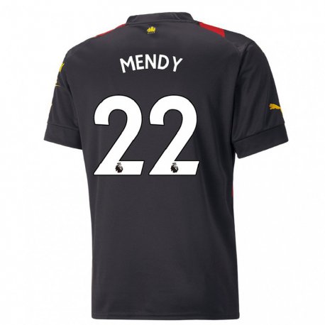 Kandiny Enfant Maillot Benjamin Mendy #22 Noir Rouge Tenues Extérieur 2022/23 T-shirt