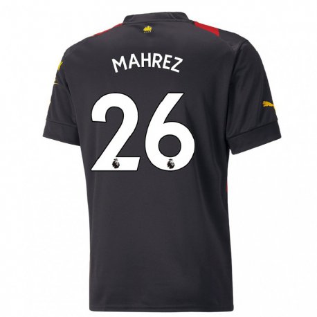 Kandiny Enfant Maillot Riyad Mahrez #26 Noir Rouge Tenues Extérieur 2022/23 T-shirt