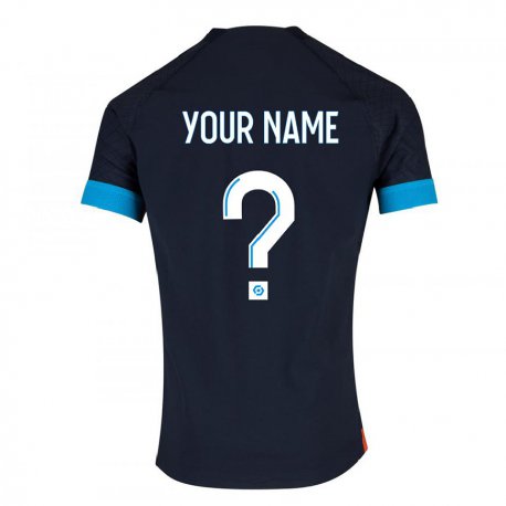 Kandiny Enfant Maillot Votre Nom #0 Olympique Noir Tenues Extérieur 2022/23 T-shirt