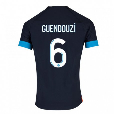 Kandiny Enfant Maillot Matteo Guendouzi #6 Olympique Noir Tenues Extérieur 2022/23 T-shirt