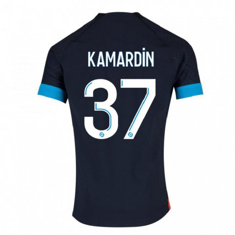 Kandiny Enfant Maillot Aaron Kamardin #37 Olympique Noir Tenues Extérieur 2022/23 T-shirt