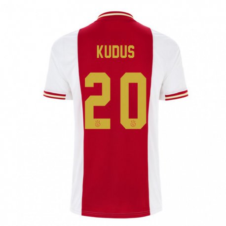 Kandiny Homme Maillot Mohammed Kudus #20 Rouge Foncé Blanc Tenues Domicile 2022/23 T-shirt