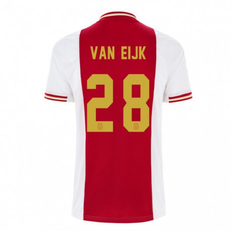 Kandiny Homme Maillot Regina Van Eijk #28 Rouge Foncé Blanc Tenues Domicile 2022/23 T-shirt