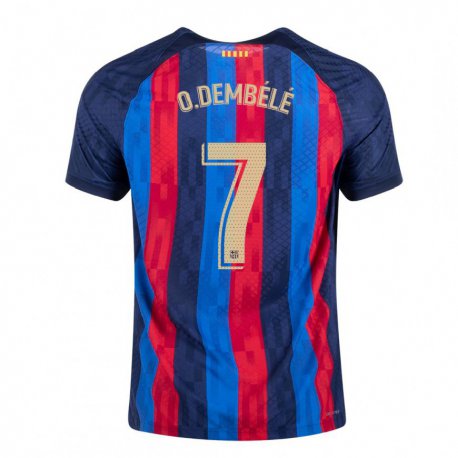 Kandiny Homme Maillot Ousmane Dembélé #7 Bleu Écarlate Tenues Domicile 2022/23 T-Shirt